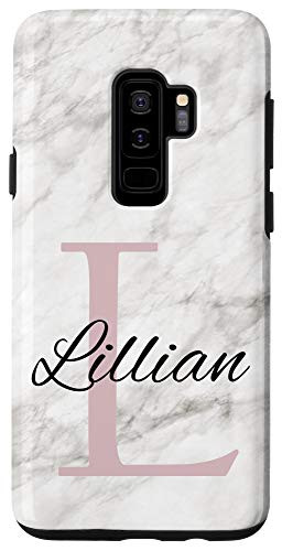 Galaxy S9Plus Lillian Pink Monogram Letter L Girls Personalized Name Case