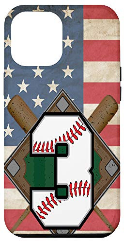 iPhone 12 Pro Max Baseball Number 3 Baseball Diamond Bats Number Three US Flag Case