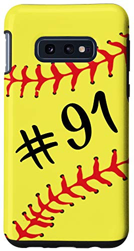 Galaxy S10e Softball Player 91 Jersey No  91 Uniform Number Ball Gift Case