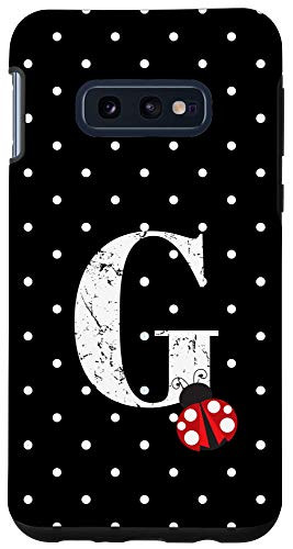 Galaxy S10e Ladybug Black White Polka Dots Monogram Initial Letter G Case