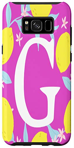 Galaxy S8Plus Letter G Monogram Yellow Lemon Bright Pink Background Wreath Case