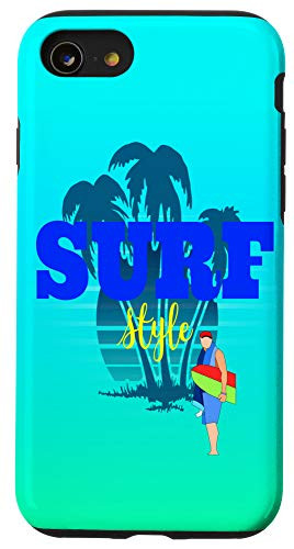 iPhone SE (2020) / 7 / 8 Surf Style Surfing Board Palm Trees Beach Sunset Ocean Vacay Case