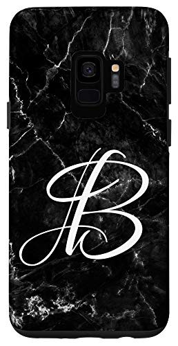Galaxy S9 Letter B Initials on White Black Design Case