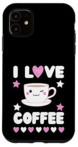 iPhone 11 Kawaii Coffee Lover Japanese l Love Coffee Heart Cute Drink Case