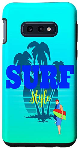 Galaxy S10e Surf Style Surfing Board Palm Trees Beach Sunset Ocean Vacay Case
