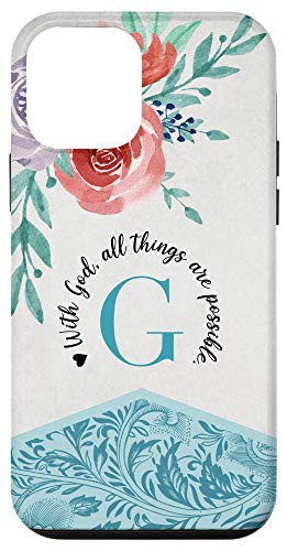 iPhone 12 mini Floral Watercolor Initial Letter G Monogram Christian Gift Case