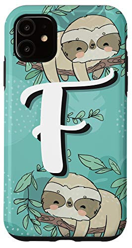 iPhone 11 Lazy Animal Kids Gift Name Capital F Sloth Initial Letter Case