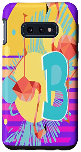 Galaxy S10e Pink Flamingos Gradient Sunset Tropical Monogram Letter B Case