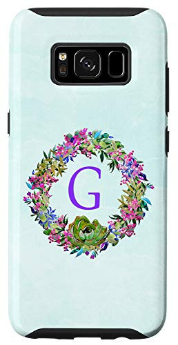 Galaxy S8 Mint Pink Cactus Phone Case Initial G,Floral Cactus Green Case