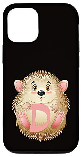 iPhone 12/12 Pro Initial D Hedgehog Letter Monogram, Pink Case