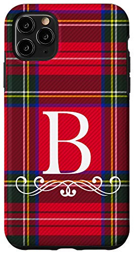 iPhone 11 Pro Max Royal Stewart Red Plaid Letter "B" Initial Monogram Case