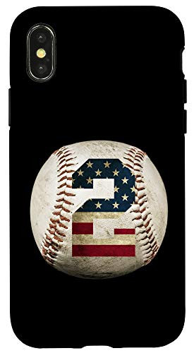 iPhone X/XS Baseball number 2 with American USA flag Case