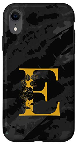 iPhone XR Monogram Letter Initial E Black Case