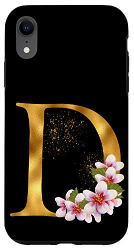 iPhone XR Monogram Letter Initial D With Pink Roses Case