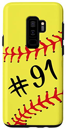 Galaxy S9Plus Softball Player 91 Jersey No  91 Uniform Number Ball Gift Case