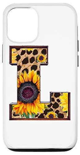 iPhone 12/12 Pro Letter L Leopard Cheetah Sunflower Decor Themed Decoration Case
