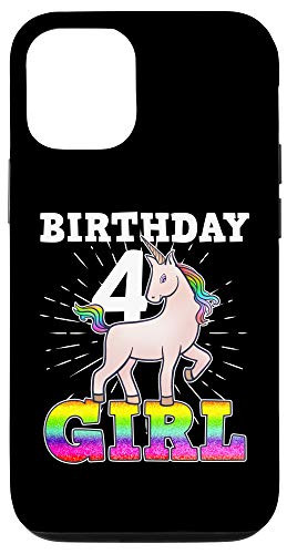 iPhone 12/12 Pro Unicorn Birthday Girl 4 Four Years B-day Gift Case
