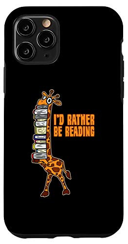 iPhone 11 Pro I'd Rather Be Reading Funny Giraffe Book Lover Gift Case