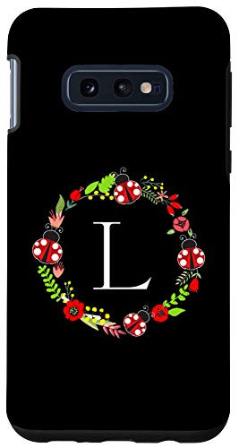 Galaxy S10e Ladybug Wreath Monogram Letter L Case