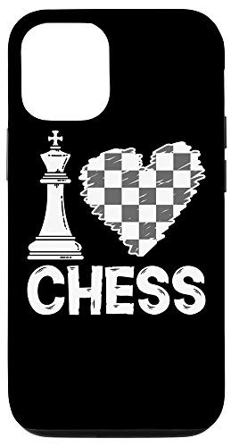 iPhone 12/12 Pro I Love Chess Chessboard Heart Checkered Board Game Fans Case