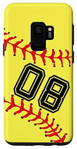Galaxy S9 Softball Player  08 Jersey No 08 Number Ball Sport Gift Idea Case