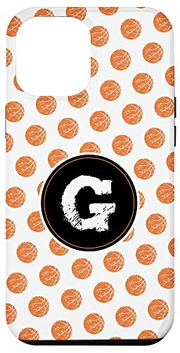 iPhone 12 Pro Max Girls Basketball Monogram Letter G Initial Polka Dot White Case
