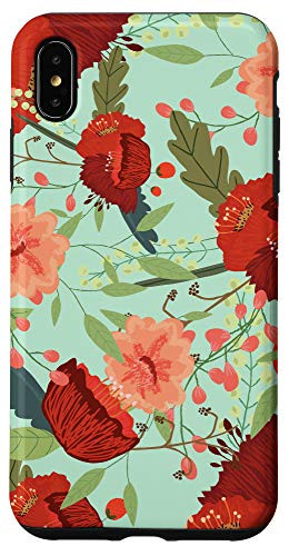 iPhone XS Max Cute Colorful Pink  and  Red Garden Botanical Floral Pattern Case