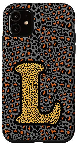 iPhone 11 Cool Letter L Initial Name Leopard Cheetah Pattern Print Case