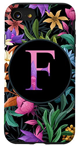 iPhone SE (2020) / 7 / 8 Personalized Girly Floral Monogram F Tropical Initial Letter Case