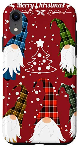 iPhone XR Buffalo Plaid Winter Garden Gnomes Merry Christmas Case