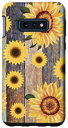 Galaxy S10e Cute Rustic boards Sunflower Pattern Fower Peace Print Case