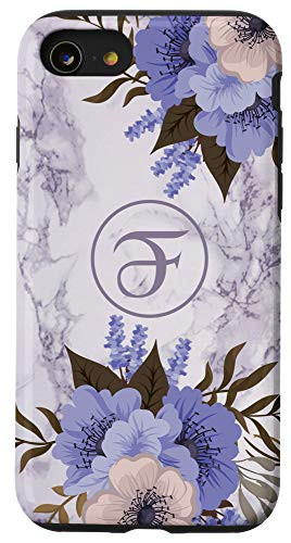 iPhone SE (2020) / 7 / 8 Letter F Initial Monogram Flowers Floral Marble-Print Gift Case