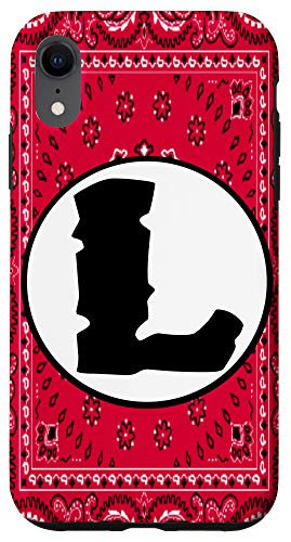 iPhone XR Red Bandana Handkerchief Paisley Monogram Letter L Case