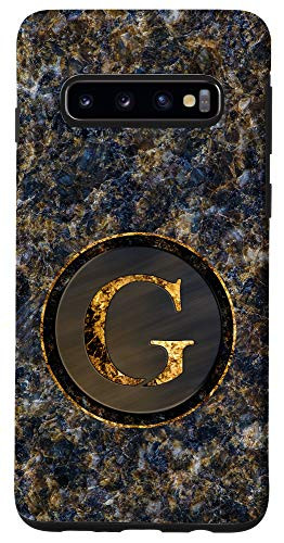 Galaxy S10 Monogram Initial Letter G Dark Blue Marbling Pattern Case