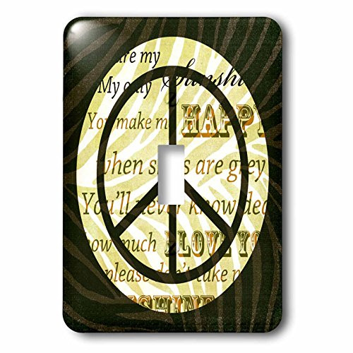 3dRose lsp_110428_1 Sunshine Love Song Words Peace Sign With Zebra Print Single Toggle Switch Multicolored