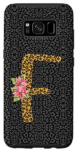 Galaxy S8 Cute Letter F Leopard Cheetah Animal With Sunflowers Pattern Case