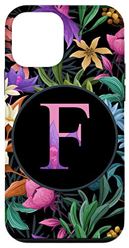 iPhone 12 mini Personalized Girly Floral Monogram F Tropical Initial Letter Case