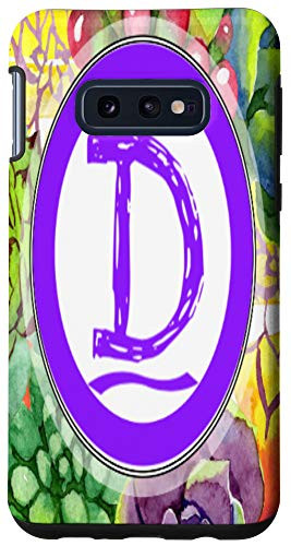 Galaxy S10e Monogram Letter D Watercolor Floral and Cactus Case