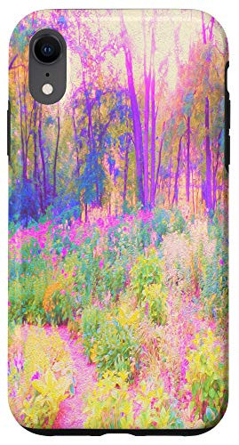 iPhone XR Abstract Impressionistic Magenta Garden with Flowers Case