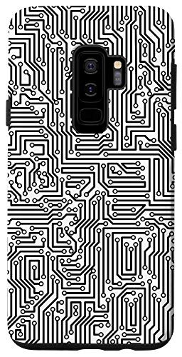 Galaxy S9Plus Computer Circuit Board Geek Tech Gamer Data IT Pattern White Case