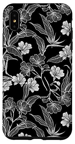 iPhone XS Max White Flowers Bouquet Floral Pattern Botanical Garden Black Case