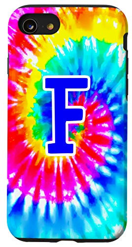 iPhone SE (2020) / 7 / 8 Tie Dye Letter F-Tie Dye Retro Colorful Monogram Initial F Case