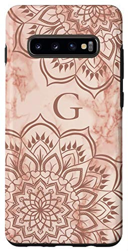 Galaxy S10Plus Letter G Initial Monogram Mandala-Marble Print Rose-Gold Case