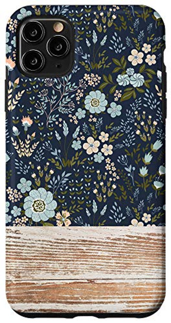 iPhone 11 Pro Max Pink Floral Navy Blue Botanical Garden Pattern Case iPhone 11 Pro Max Pink Floral Navy Blue Botanical Garden Pattern Case