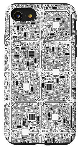 iPhone SE (2020) / 7 / 8 Computer Circuit Board Tech Gamer Data IT Pattern White Case