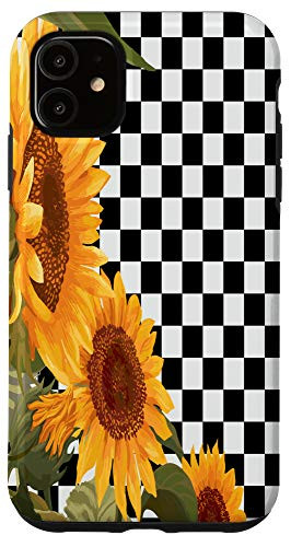 iPhone 11 Checked checkered checkerboard patterns Sunflowers Case