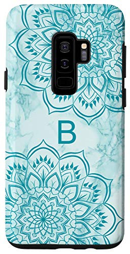 Galaxy S9Plus Letter B Initial Monogram Mandala-Marble Print Teal Blue Case