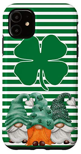 iPhone 11 Three Gnomes Holding shamrock St Patrick's Day Gift Case