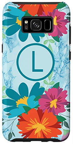 Galaxy S8Plus Letter L Initial Monogram Flowers Floral Marble-Print Gift Case