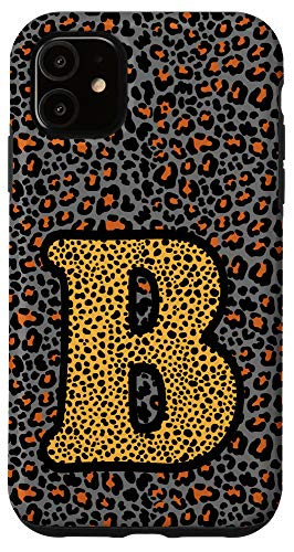 iPhone 11 Cool Letter B Initial Name Leopard Cheetah Pattern Print Case